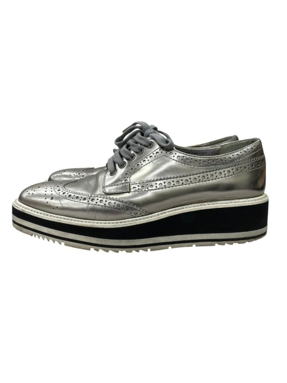 Prada Wingtip Sneakers Silver Metallic Shoes
